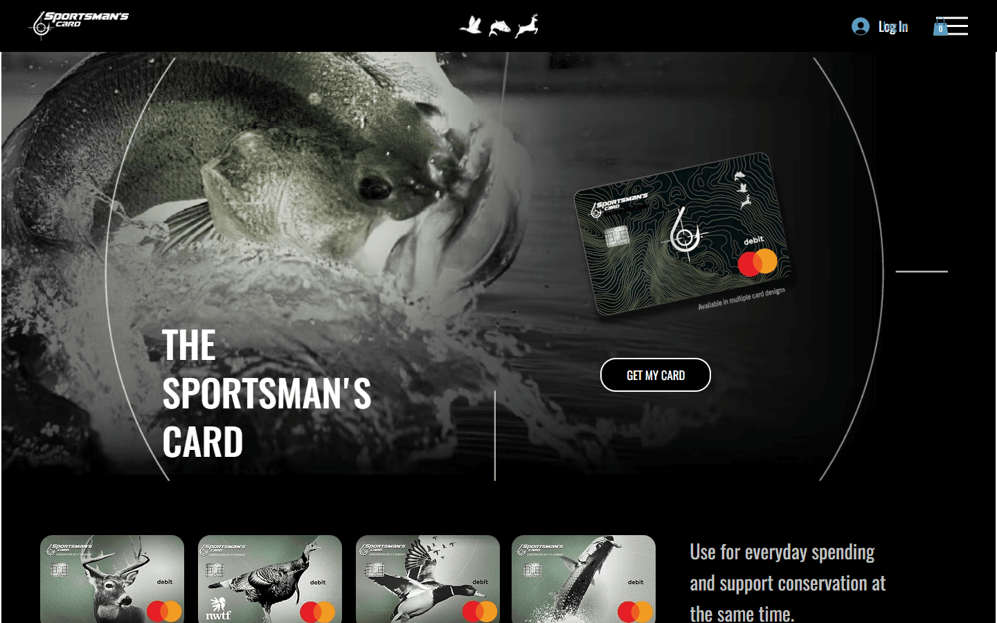 Sportsman’s Card website featuring its conservation-focused prepaid card
